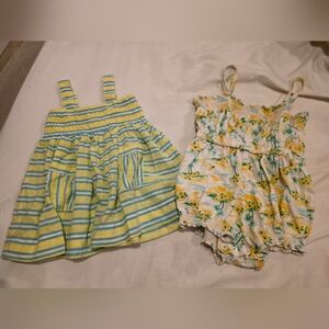 Joe Fresh Baby Romper And Dress with Yellow and Green Designs